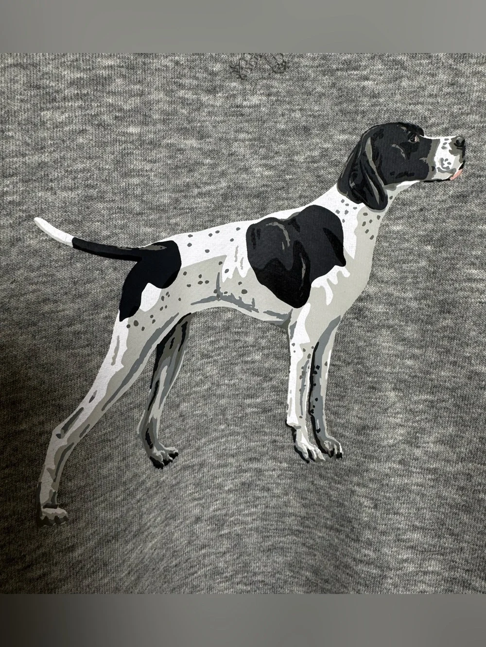 J.Crew Authentic Fleece Pointer Dog Graphic Crewneck Sweatshirt Gray Medium